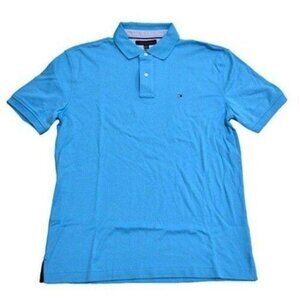 Tommy Hilfiger Men's Aquarius Blue Polo Shirt Custom Fit Interlock Size Small